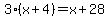 3%28x%2B4%29=x%2B28