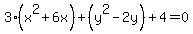 3%28x%5E2%2B6x%29%2B%28y%5E2-2y%29%2B4=0