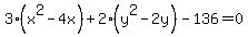 3%28x%5E2-4x%29%2B2%28y%5E2-2y%29-136=0