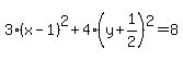 3%28x-1%29%5E2%2B4%28y%2B1%2F2%29%5E2=8