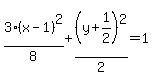 3%28x-1%29%5E2%2F8%2B%28y%2B1%2F2%29%5E2%2F2=1