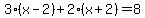 3%28x-2%29+%2B+2%28x%2B2%29+=+8