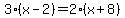 3%28x-2%29+=+2%28x%2B8%29