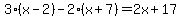 3%28x-2%29-2%28x%2B7%29=2x%2B17