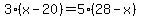 3%28x-20%29+=+5%2828-x%29