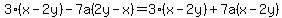 3%28x-2y%29-7a%282y-x%29=3%28x-2y%29%2B7a%28x-2y%29