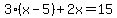 3%28x-5%29%2B2x=15