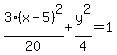 3%28x-5%29%5E2%2F20%2By%5E2%2F4=1