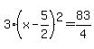 3%28x-5%2F2%29%5E2=83%2F4