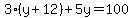 3%28y%2B12%29%2B5y=100