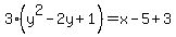 3%28y%5E2-2y%2B1%29+=+x-5%2B3