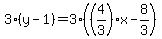 3%28y-1%29+=+3%28%284%2F3%29x-8%2F3%29%29