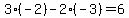 3%2A%28-2%29-2%2A%28-3%29=6