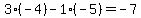 3%2A%28-4%29-1%2A%28-5%29=-7