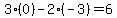 3%2A%280%29-2%2A%28-3%29=6