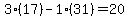 3%2A%2817%29-1%2A%2831%29=20