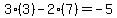 3%2A%283%29-2%2A%287%29=-5