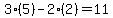 3%2A%285%29-2%2A%282%29=11
