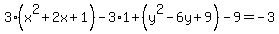 3%2A%28x%5E2%2B2x%2B1%29-3%2A1%2B%28y%5E2-6y%2B9%29-9=-3
