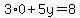 3%2A0%2B5y=+8