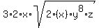 3%2A2%2Ax%2Asqrt%28+2%28x%29%2A+y%5E8+%2Az%29