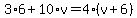 3%2A6%2B10%2Av=4%28v%2B6%29