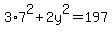 3%2A7%5E2+%2B+2y%5E2+=197