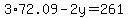 3%2A72.09-2y=261