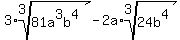 3%2Aroot%283%2C81a%5E3b%5E4%29-2a%2Aroot%283%2C24b%5E4%29