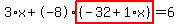 3%2Ax%2B-8%2Ahighlight%28%28-32%2B1%2Ax%29%29=6