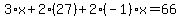3%2Ax%2B2%2A%2827%29%2B2%28-1%29x=66