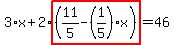 3%2Ax%2B2%2Ahighlight%28%2811%2F5-%281%2F5%29%2Ax%29%29=46
