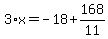 3%2Ax=-18%2B168%2F11