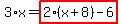 3%2Ax=highlight_red%28+2%2A%28x%2B8%29-6+%29
