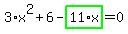 3%2Ax%5E2%2B6-highlight_green%28+11%2Ax+%29=0
