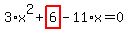 3%2Ax%5E2%2Bhighlight_red%28+6+%29-11%2Ax=0