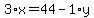 3%2Ax+=+44+-+1%2Ay