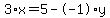 3%2Ax+=+5+-+-1%2Ay