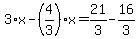 3%2Ax-%284%2F3%29%2Ax=21%2F3-16%2F3