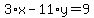 3%2Ax-11%2Ay=9