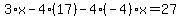 3%2Ax-4%2A%2817%29-4%28-4%29x=27