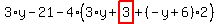 3%2Ay-21-4%2A%283%2Ay%2Bhighlight_red%28+3+%29%2B%28-y%2B6%29%2A2%29