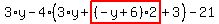 3%2Ay-4%2A%283%2Ay%2Bhighlight_red%28+%28-y%2B6%29%2A2+%29%2B3%29-21