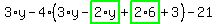 3%2Ay-4%2A%283%2Ay-highlight_green%28+2%2Ay+%29%2Bhighlight_green%28+2%2A6+%29%2B3%29-21