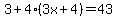 3%2B4%283x%2B4%29=43