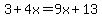 3%2B4x=9x%2B13