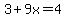 3%2B9x=4