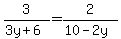 3%2F%283y%2B6%29+=+2%2F%2810-2y%29