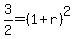 3%2F2=%281%2Br%29%5E2