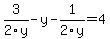3%2F2y++-+y+-1%2F2y+=+4